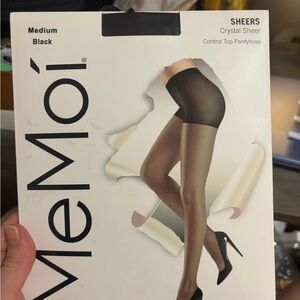 MeMoi Black Sheer Control Top Pantyhose
